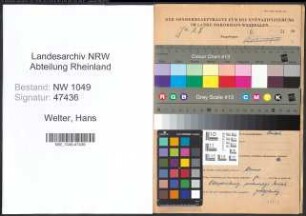 Entnazifizierung Hans Welter , geb. 03.10.1888 (Kaufmaennischer Angestellter)
