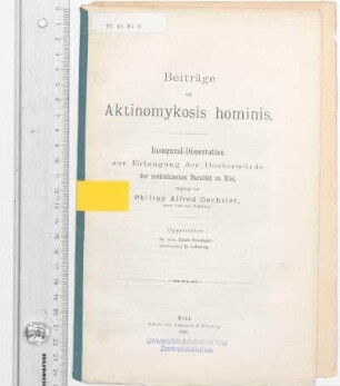 Beiträge zur Aktinomykosis hominis