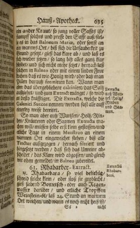 61. Rhabarber-Extract - 120. Andere Methode Seiten-stich / auch Lungen-Entzuendung zu curieren