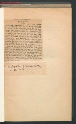 [Artículo periódico] Bibliografía [de Manuel Ugarte] : [Crítica]