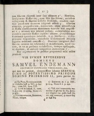 17-16, Vir summe reverendus dominus Samuel Endemann...