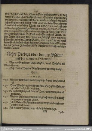 Achte Predigt uber den 119. Psalm, auß den 12. und 13. Octonariis