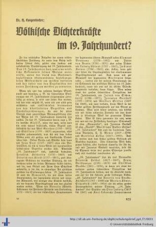 Völkische Dichterkräfte im 19. Jahrhundert.