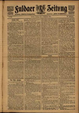 Erste Ausgabe vom Freitag, den 01. September 1905.