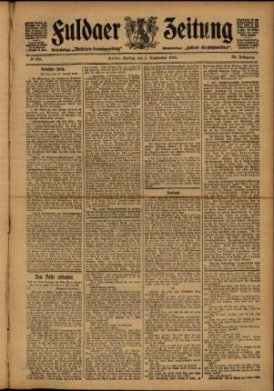 Erste Ausgabe vom Freitag, den 01. September 1905.