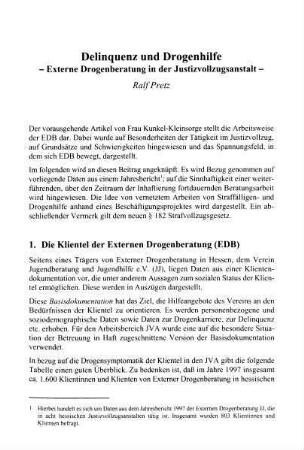 77-86, Delinquenz und Drogenhilfe - Externe Drogenberatung in der Justizvollzugsanstalt