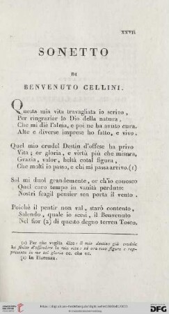 Sonetto Di Benvenuto Cellini