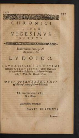 Chronici Liber Vigesimus Sextus,