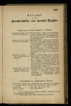 Auszug aus dem Genossenschafts- und Handels-Register
