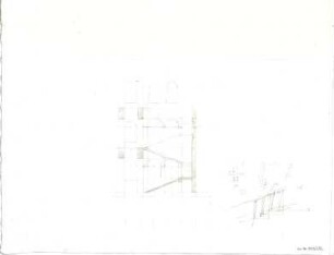 Gärtner, Friedrich von; München, Königsplatz; Staatsbibliothek und Ausstellungsgebäude, Vorprojekt - Staatsbibliothek - Seitentreppe (Schnitt, Detail)