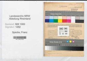 Entnazifizierung Franz Specks, geb. 05.08.1905 (Hilfsarbeiter)