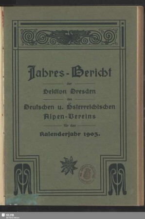 1903(1904): Jahresbericht : für die Kalenderjahre ..
