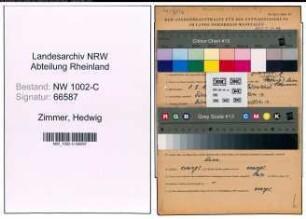 Entnazifizierung Hedwig Zimmer, geb. 08.02.1892 ()