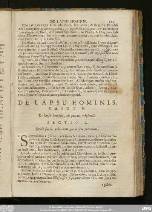 De Lapsu Hominis. Caput V. De lapsu hominis, & peccato originali.
