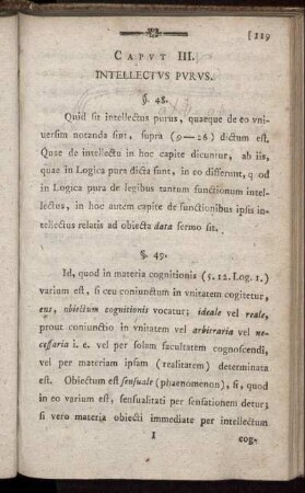 Caput III. Intellectus Purus.