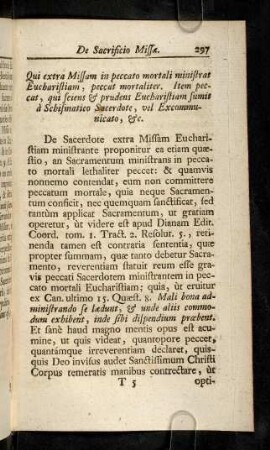 297-306, Qui extra Missam in peccato mortali ministrat ...