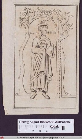 Honorius von Autun in einer Kartusche aus jungen Bäumen mit Herzblättern.