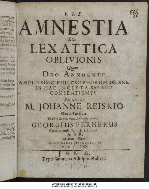 Amnestia Sive Lex Attica Oblivionis