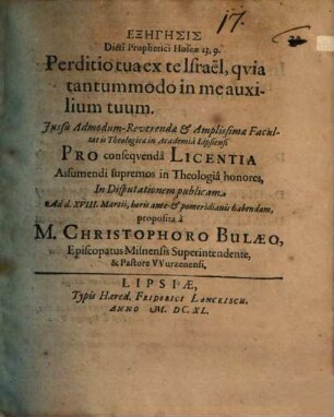 Exegesis dicti prophetici Hoseae, 13, 9