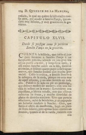 Capitulo XLVII. Donde se prosigue como se portàva Sancho Pança en su govierno
