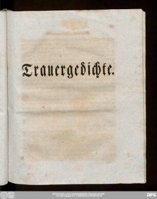 Trauergedichte.