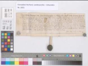 Freibrief des Johann Caspar von Vincke zu Hilffer (Kilver) für eine Eigenhörige aus dem Kirchspiel Rinschloe Amts Gronenberg.