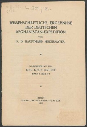Wissenschaftliche Ergebnisse der deutschen Afghanistan-Expedition