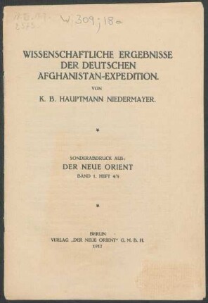 Wissenschaftliche Ergebnisse der deutschen Afghanistan-Expedition