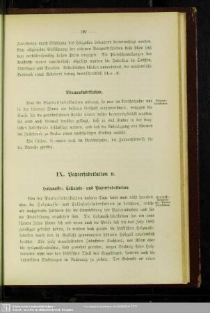 IX. Papierfabrikation etc.