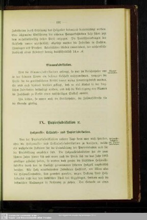 IX. Papierfabrikation etc.