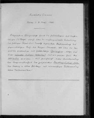 Resolutio Civium, Lunae d. 8. Maji 1843.