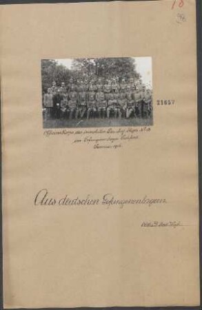 Offizierskorps des immibilen Lan. Inf. Regts. No. 13 im Gefangenenlager Lechfeld
