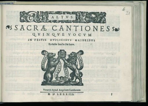 Guglielmo Gonzaga: Sacrae Cantiones quinque vocum ... Altus