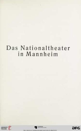 Das Nationaltheater in Mannheim (Nr. 2453-2496)