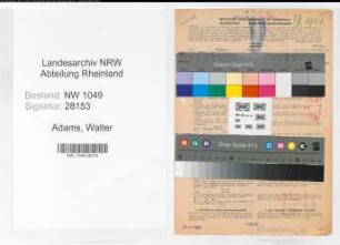 Entnazifizierung Walter Adams , geb. 08.12.1912 (Telegrafeninspektor)