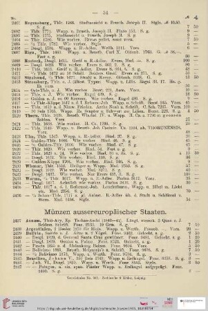 Münzen aussereuropäischer Staaten (Nr. 2437 - 2517)