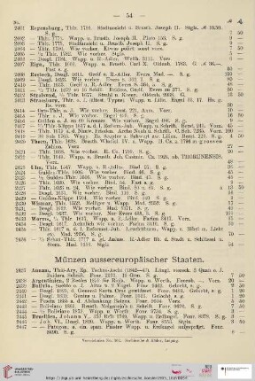 Münzen aussereuropäischer Staaten (Nr. 2437 - 2517)