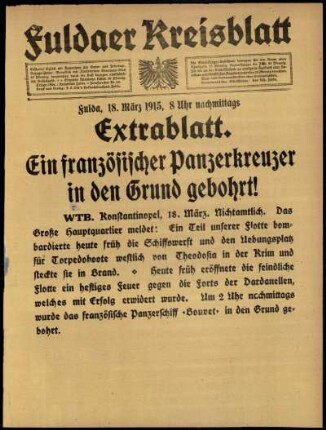 Dritte Ausgabe vom Donnerstag, den 18. März 1915.
