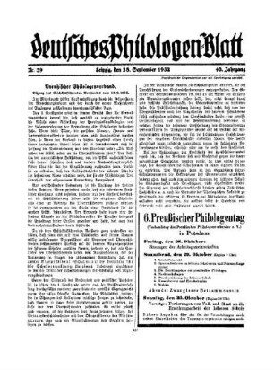 Preußischer Philologenverband : Sitzung des Geschäftsführenden Vorstandes vom 10.09.1932