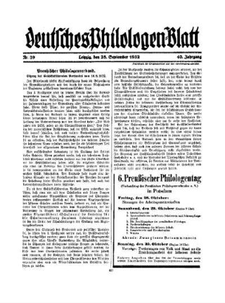 Preußischer Philologenverband : Sitzung des Geschäftsführenden Vorstandes vom 10.09.1932