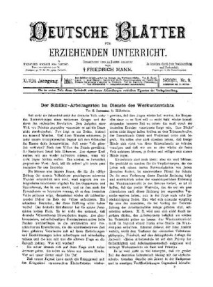 Der Schüler-Arbeitsgarten im Dienste des Werkunterrichts
