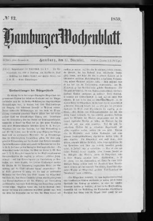 No. 12. Hamburger Wocheblatt 1859.