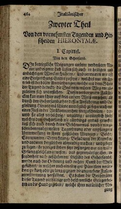 Zweyter Theil Von den vornehmsten Tugenden und Hinscheiden Hieronymæ