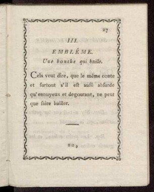 III. Embleme. Une bouche qui baille.