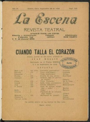 Cuando talla el corazon : poema gaucho en dos actos