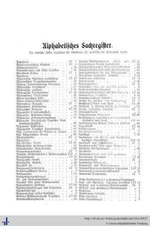 Alphabetisches Sachregister.