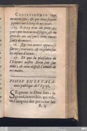Priere En La Calamité publique de l'Eglise.