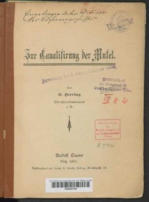 Zur Canalisirung der Mosel