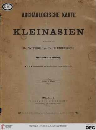 Archäologische Karte von Kleinasien : 1:250 000