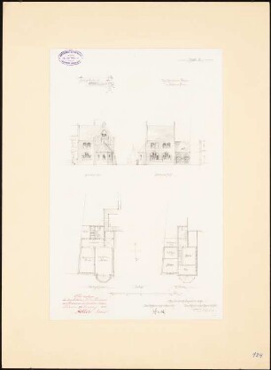 Evangelische Auenkirche, Berlin-Wilmersdorf: Kirchendienerhaus: Grundrisse und Ansichten 1:200